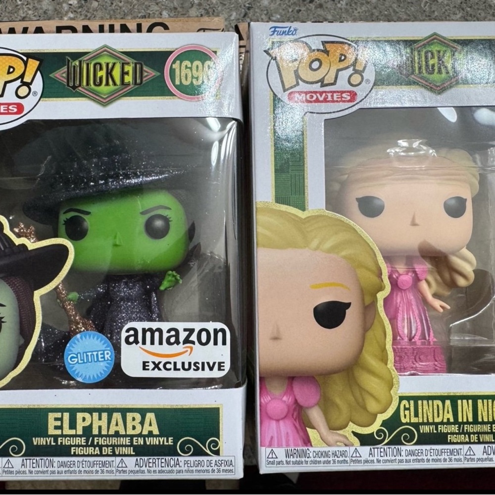 Funko Pop! Elphaba Amazon Glitter Exclusive and Glinda Vinyl Figures $FIRM$ 🙏